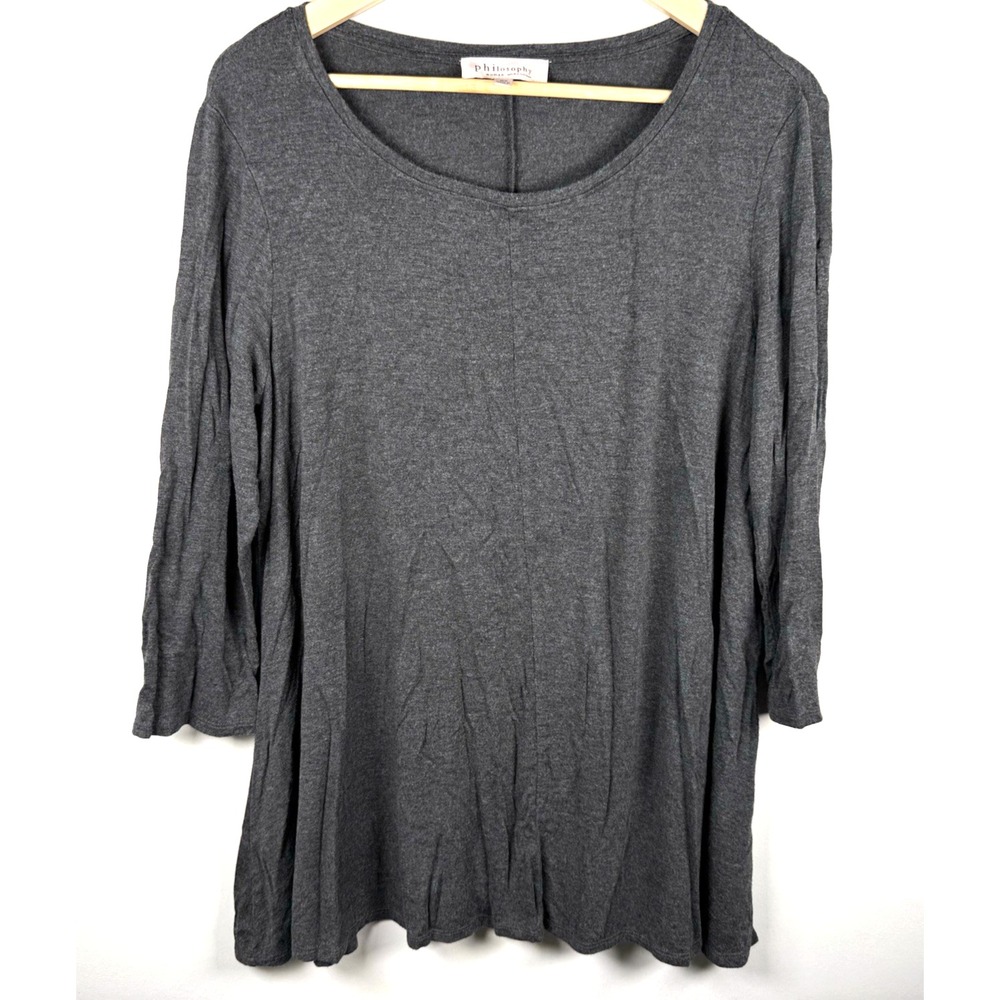 Philosophy Women Tunic Top Size 0X Gray Long Sleeve Base Capsule Long Sleeve Top